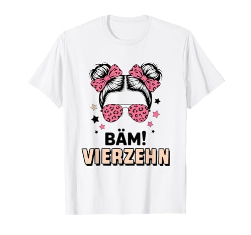 14. Geburtstag Mädchen Messy Bun Bäm! Vierzehn Jahre Alt T-Shirt von Vierzehnter Geburtstag & 14. Geburtstag Design