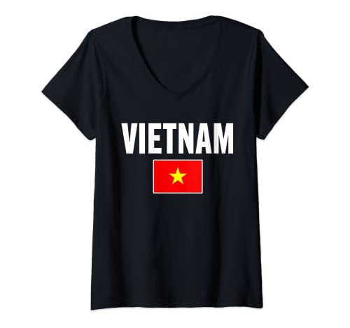 Damen Vietnam T-Shirt Vietnamesische T-Shirt Flagge Souvenir Geschenk T-Shirt mit V-Ausschnitt von Vietnam National Pride