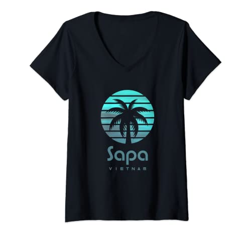 Damen Sapa Vietnam T-Shirt mit V-Ausschnitt von Vietnam Sapa Design