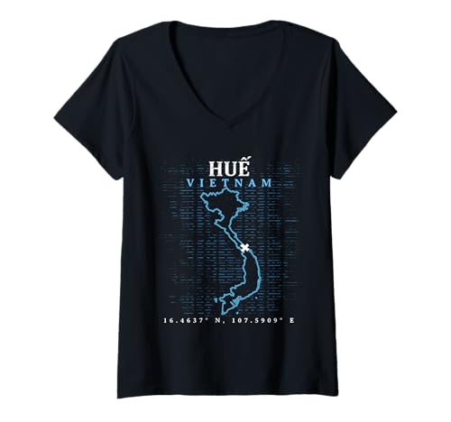 Damen Hue, Vietnam T-Shirt mit V-Ausschnitt Damen Hue, Vietnam T-Shirt mit V-Ausschnitt von Vietnam Towns Map Designs