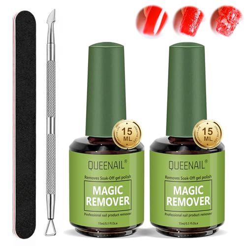 2 Stück 15 ml Nagellackentferner,Gelnägel Shellac Entferner Remover mit Nagelfeile und Nagelhautschieber,Gel Nagellack Entfernung in 2-5 Min,Einfach und Schnell Gel Nail Polish Remover Für Nail Art von Viexpand