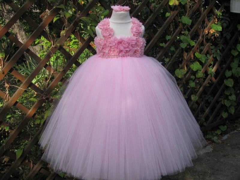 Blume Mädchen Kleid, Shabby Chic Blumen Kleid Tüll Hochzeit Geburtstag Kleinkind Tutu 2 T -3 von Viffi