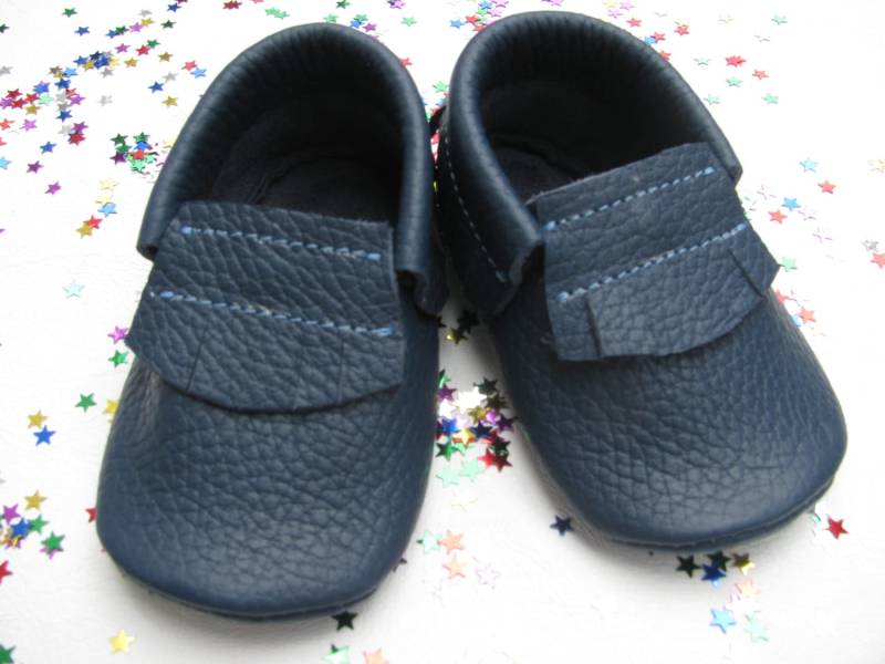 Dunkelblaue Baby Mokassins. Kinder Leder Moccas.säuglingsmokassins.mocs.baby Boy von Viffi