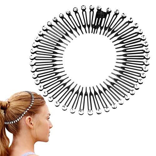 Vigcebit Zick-Zack-Kreis-Stirnband - Kamm Stirnband Full Circle Stretch Kamm | Haarbandhalter für Frauen Mädchen Sport Haarschmuck von Vigcebit