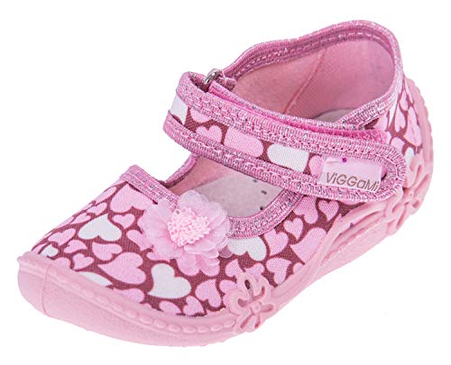 Viggami I.T.G. Mädchen Hausschuhe Ada (Dunkelrosa/Rosa Herzen, 22) von Viggami