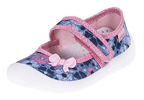 Viggami Mädchen Hausschuhe für Kindergarten Kita mit Klettverschluss und Einlagesohle aus Leder (Greta Blumen, 26 EU) von Viggami