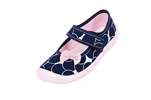 Viggami Mädchen Hausschuhe mit Klettverschluss Ula (Dunkelblau/Pink, 30) von Viggami
