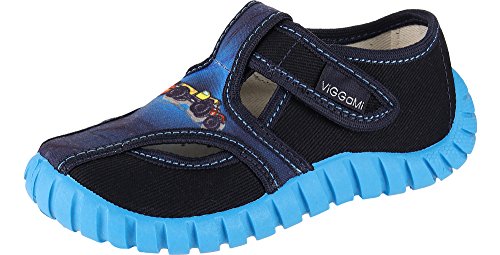 Viggami Jungen Hausschuhe mit Klettverschluss Tubis (Blau/Auto, 25 EU) von Viggami