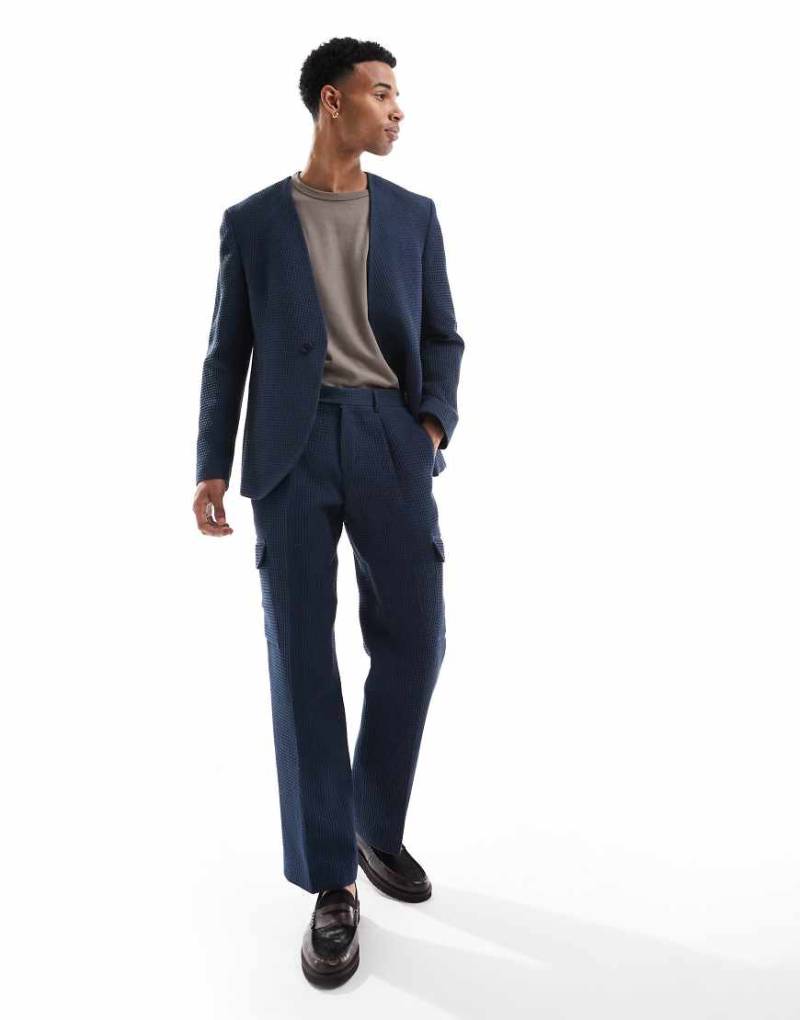 Viggo - Anzughose in Marineblau mit Waffelstruktur, Kombiteil von Viggo