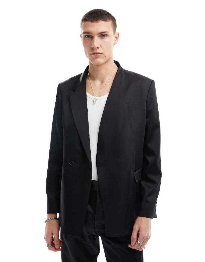 Viggo - Asymmetrische Oversize-Anzugjackett in glänzendem Schwarz von Viggo