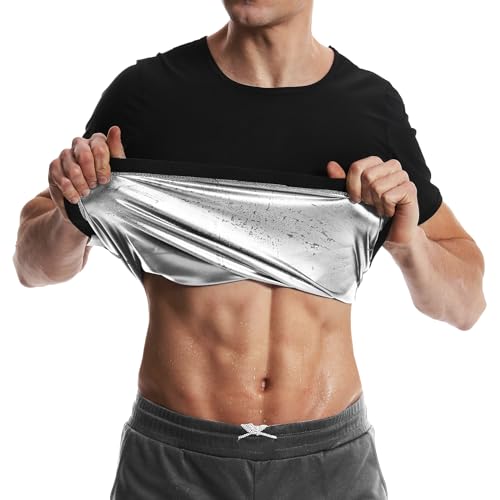 Vigorix Sauna Suits Sweat Shirt Waist Trainer for Men Compression Vest Workout Gym Versatile Shaper Sweat Enhancer Short Sleeve von Vigorix