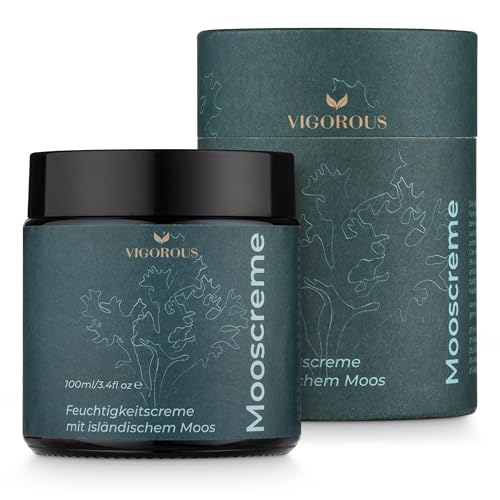 Vigorous Moossalbe - Anti Aging Creme mit Isländischem Moos - pflegende Gesichtscreme gegen Falten für Frauen & Männer - Antifaltencreme Soforteffekt - Made in Germany - 100 ml von Vigorous