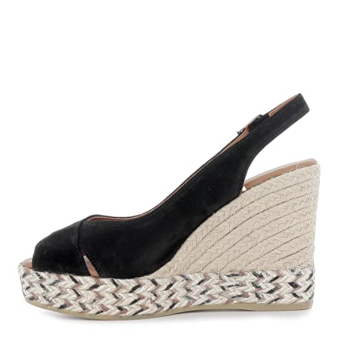 Viguera Espadrilles Wildleder und Keilabsatz Hohe Jute Schwarz Damen für: Damen, Schwarz , 37 EU von Viguera