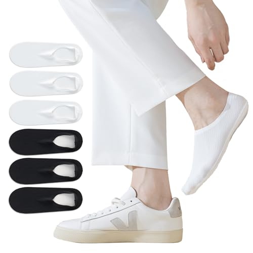 Vihir 6 Paar Herren Sneaker Socken, Atmungsaktiv No Show Socks Mit Silikonpad, Atmungsaktiv Rutschfeste Kurzsocken Füßlinge, Low Cut Knöchelsocken Sommer Unsichtbar Im Schuh, Größe 39-42 von Vihir