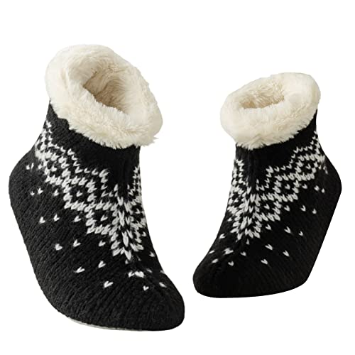 Vihir Hüttensocken Damen & Herren Winter, Rutschfeste Hausschuh Socken, Dicke Pantoffel Socken, Slipper Socken, Weiche Stoppersocken, Warme Hüttensocken Winter Weihnachtssocken Geschenk 1 Paar von Vihir