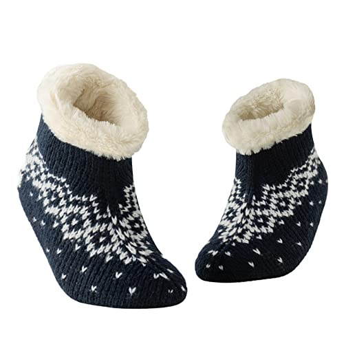 Vihir Hüttensocken Damen & Herren Winter, Rutschfeste Hausschuh Socken, Dicke Pantoffel Socken, Slipper Socken, Weiche Stoppersocken, Warme Hüttensocken Winter Weihnachtssocken Geschenk 1 Paar von Vihir