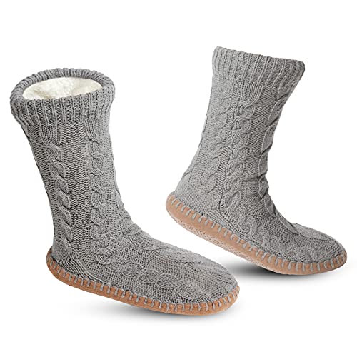 Vihir Hüttensocken Herren & Damen Winter, Dicke Pantoffel Socken, Rutschfeste Hausschuh Socken, Weiche Stoppersocken, Slipper Socken, Warme Hüttensocken Winter Weihnachtssocken Geschenk 1 Paar von Vihir