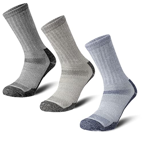 Vihir Merino Wolle Socken Herren & Damen Wandersocken 3 Paar, 80% Merinowolle zum Stricken Trekkingsocken zum Wandern Laufen & Rennradfahren Socken, Wollsocken Business & Freizeit, Atmungsaktiv,39-46 von Vihir