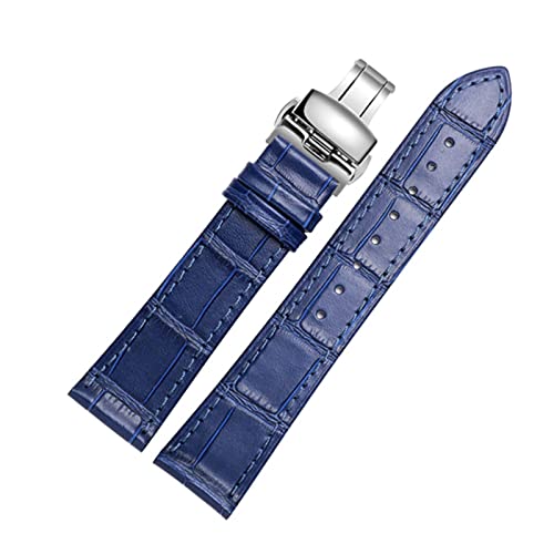Blaues Lederarmband Herrenarmband aus echtem Leder 14mm - 24mm Uhrenarmband für Uhrenzubehör, 17mm von Viinice