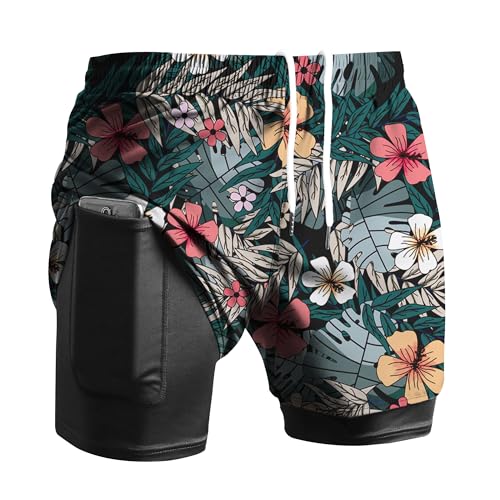 Viisendy Pro Herren 2-in-1 Laufshorts Workout Bodybuilding Trainingsshorts 3 Zoll Outdoor Marathon Joggingshorts Rot L von Viisendy Pro