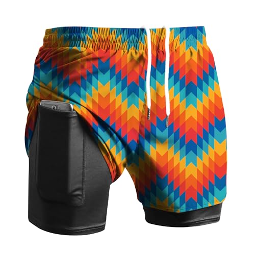 Viisendy Pro Herren 2-in-1 Laufshorts Workout Bodybuilding Trainingsshorts 3 Zoll Outdoor Marathon Joggingshorts Rot L von Viisendy Pro