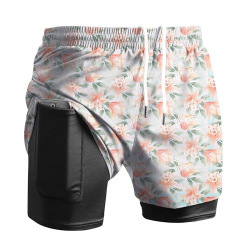 Viisendy Pro Herren 2-in-1 Laufshorts Workout Bodybuilding Trainingsshorts 3 Zoll Outdoor Marathon Joggingshorts Rot M von Viisendy Pro