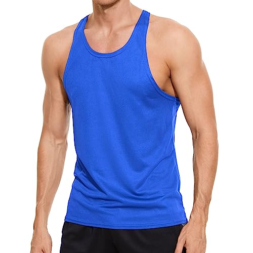 Viisendy Pro Herren-Tanktops für Fitnessstudio, Bodybuilding, Netzstoff, schnell trocknend, ärmellos, Workout, Bodybuilding, Muskel-Tops Blau L von Viisendy Pro