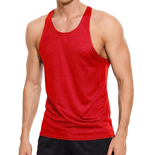 Viisendy Pro Herren-Tanktops für Fitnessstudio, Bodybuilding, Netzstoff, schnell trocknend, ärmellos, Workout, Bodybuilding, Muskel-Tops Rot M von Viisendy Pro