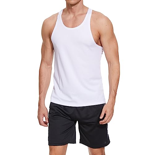 Viisendy Pro Herren-Tanktops für Fitnessstudio, Bodybuilding, Netzstoff, schnell trocknend, ärmellos, Workout, Bodybuilding, Muskel-Tops Weiss M von Viisendy Pro