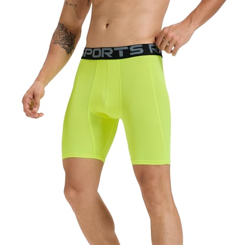 Viisendy Pro Herren Ultradünne Kompressionsshorts Laufshorts Tights Unterwäsche Athletische Workout-Basisschicht Fluoreszierendes Grün L von Viisendy Pro