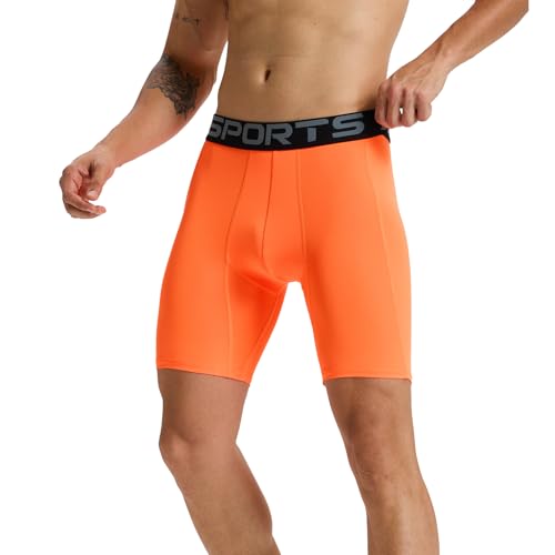 Viisendy Pro Herren Ultradünne Kompressionsshorts Laufshorts Tights Unterwäsche Athletische Workout-Basisschicht Fluoreszierendes Orange M von Viisendy Pro