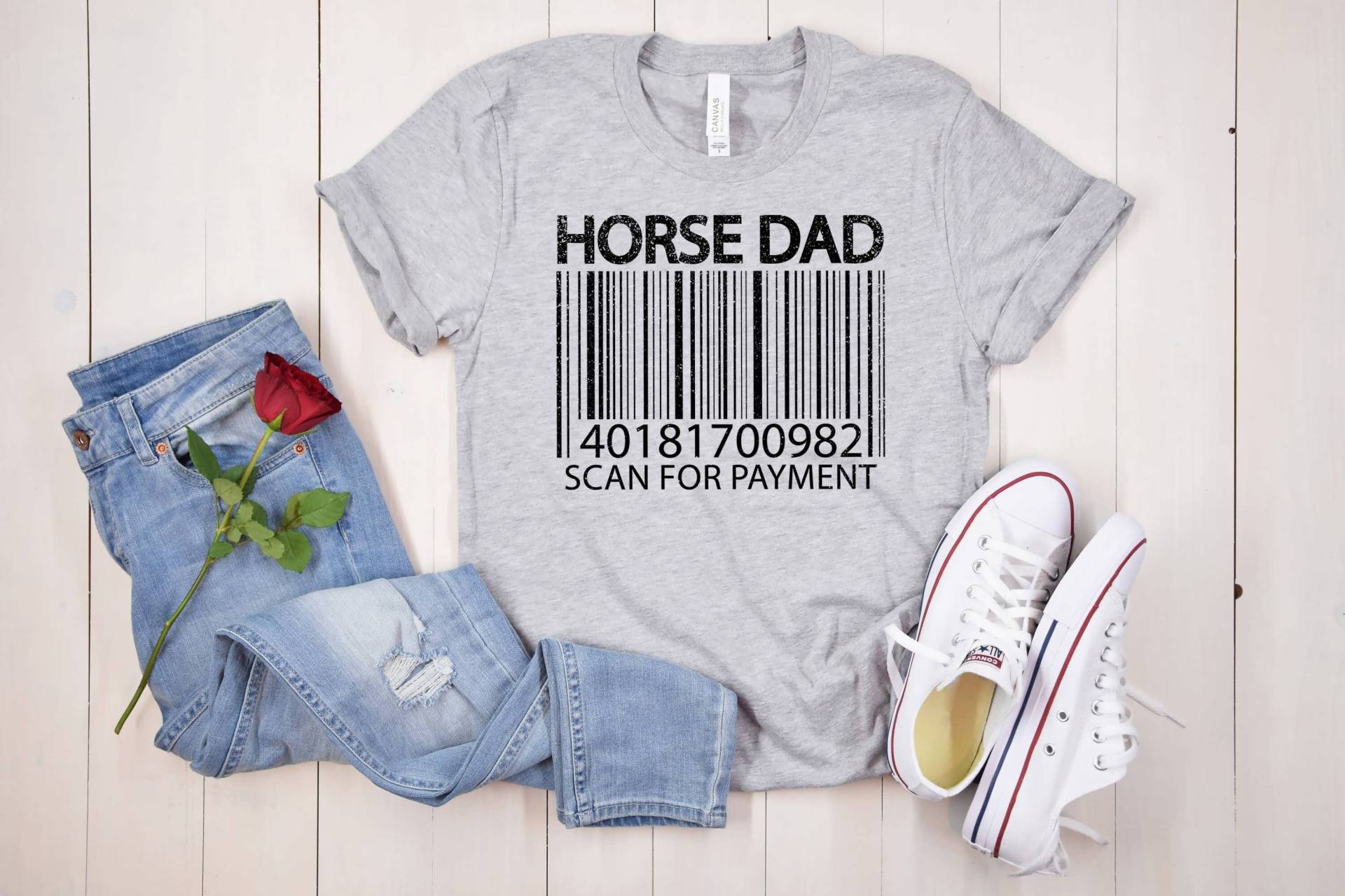 Herren Pferd Papa Scan Für Zahlung Shirt, Farmer Vatertagsgeschenk Glücklich Lustige Reitpferde von VijaShop