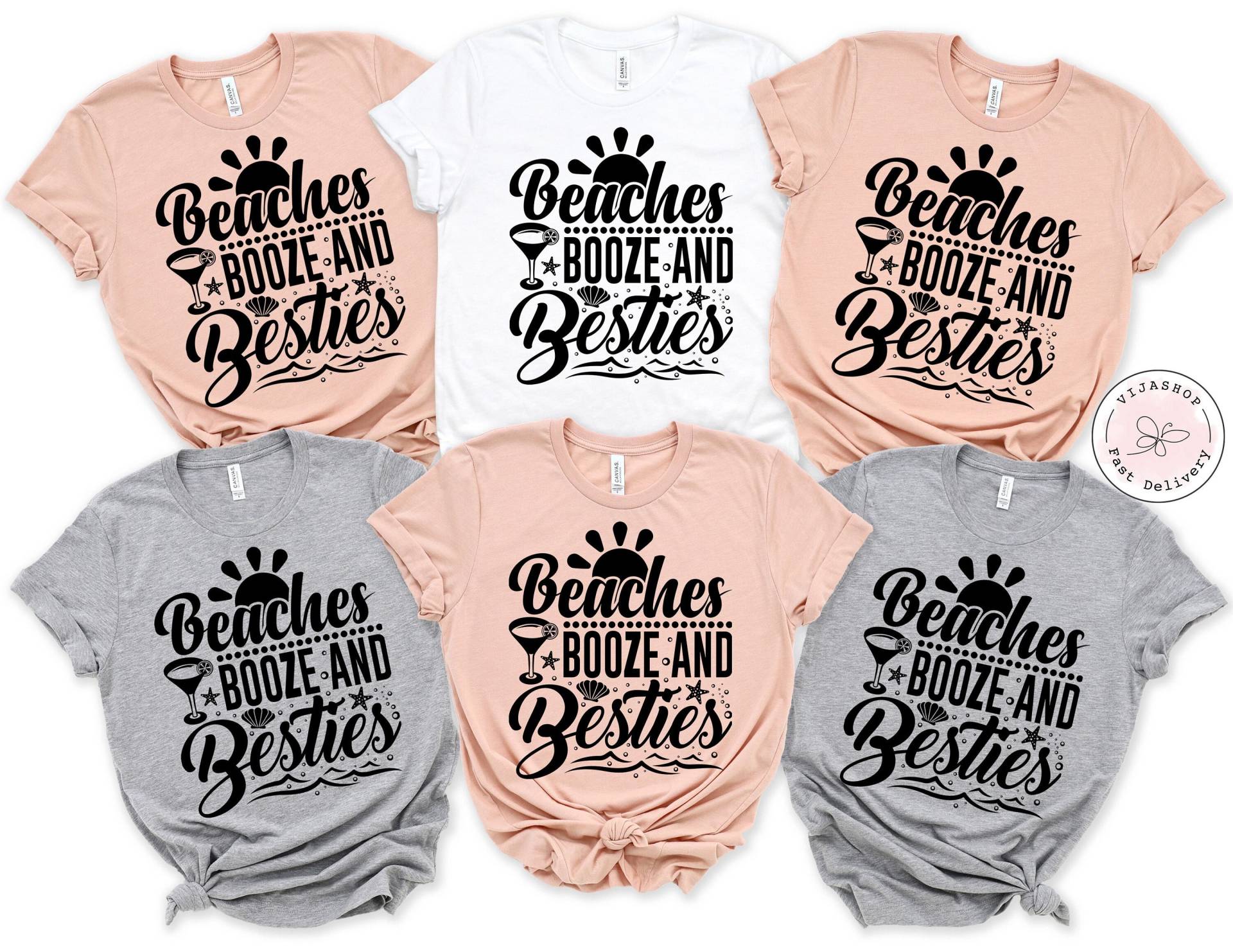 Mädchen Urlaub Shirt, Lustiges Sommer Frau Strände Booze Besties, Strand Tank Top von VijaShop