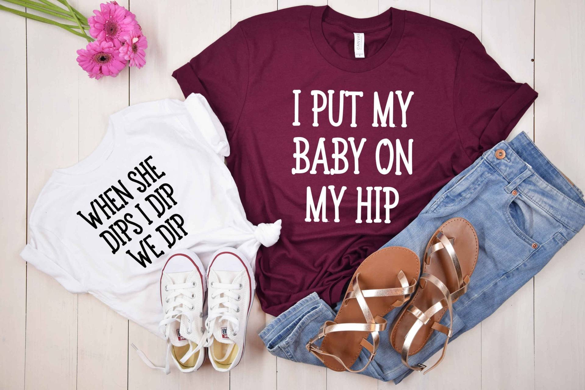 Mama Und Mich Shirt, Baby-Dusche-Geschenk, Ich Setze Mein Baby Auf Meine Hüfte, Outfit, Passende Hemden, Familienshirt von VijaShop