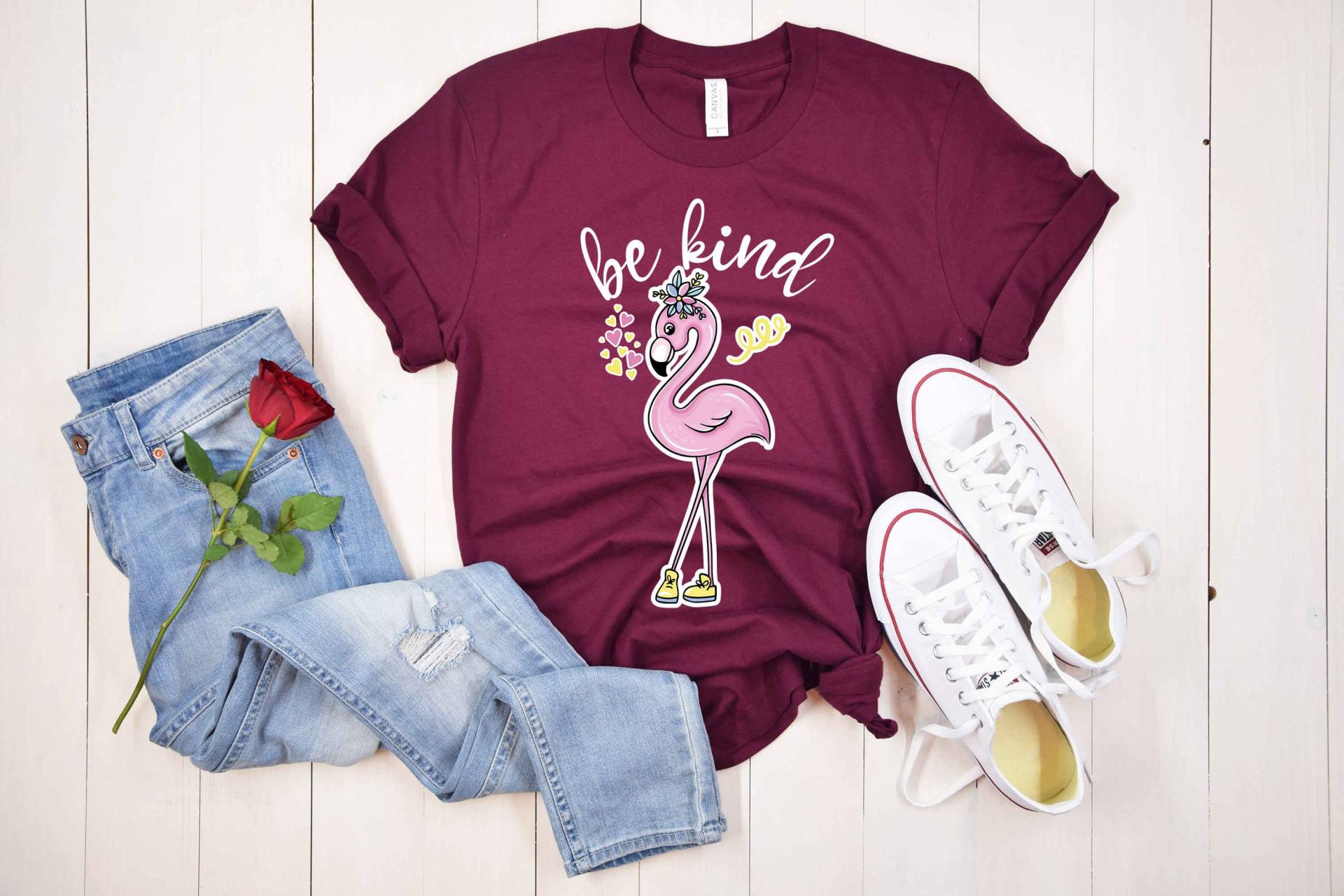 Motivierende Shirts Für Frauen, Seien Sie Kind Flamingo Shirt, Inspirierende Freundlichkeit Dankbar Shirts, Liebe Positive Zitate von VijaShop