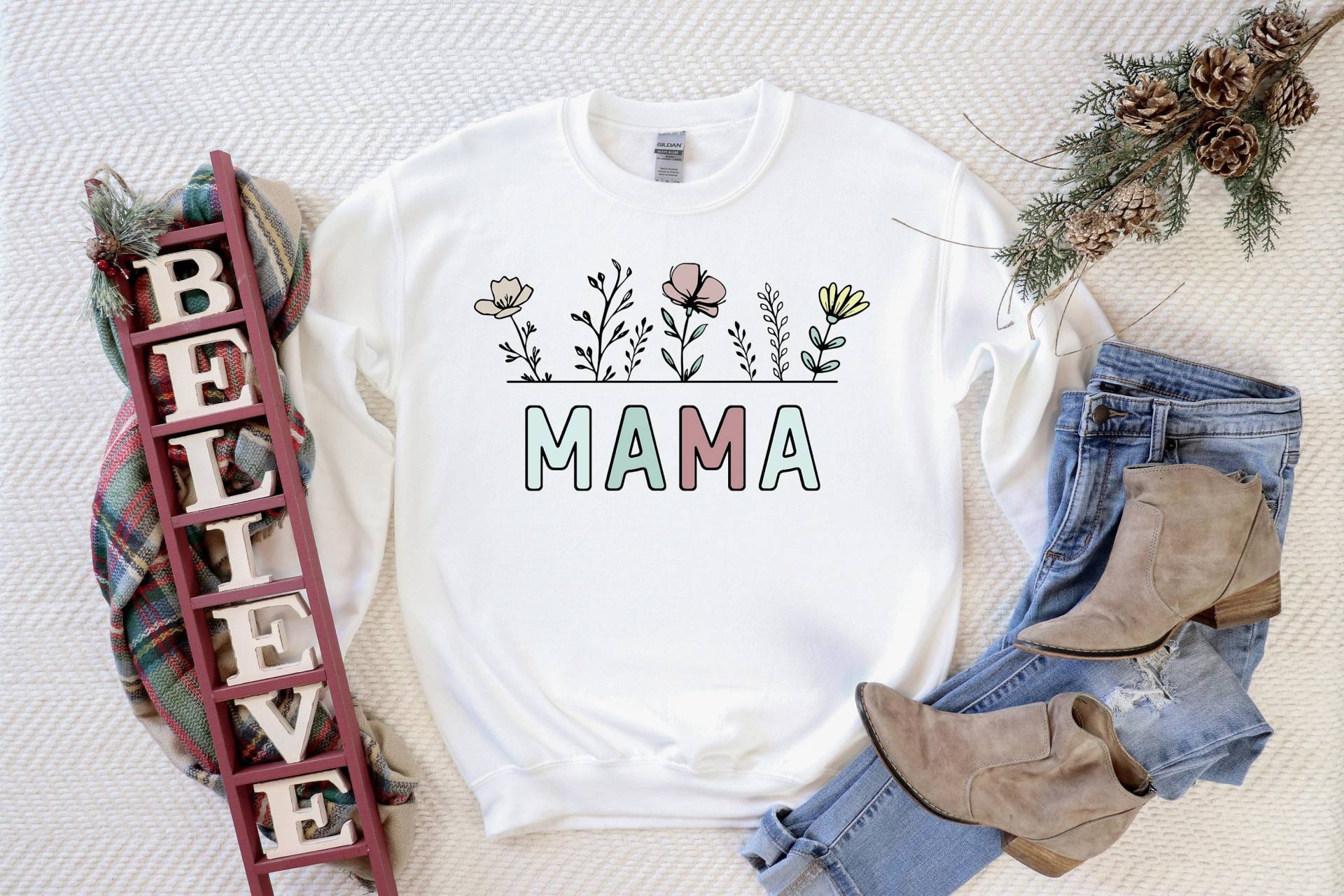 Raising Wildblumen Sweatshirt, Floral Mama Shirt, Muttertagsgeschenk, Muttertag Retro Süßes Frauen T-Shirt von VijaShop