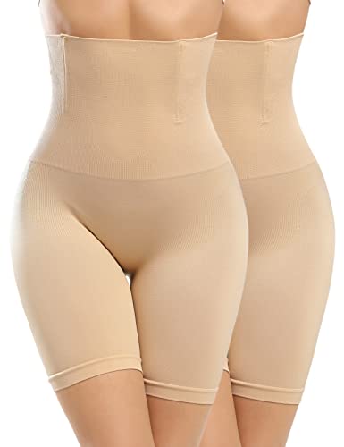 Vijamiy Bauchweg Unterhose Damen High Waist Shapewear Miederhose Anti Chafing Shorts Radlerhose Nahtlose Unterhose Leggings Body Shaper(Hautfarbe+Hautfarbe,L) von Vijamiy