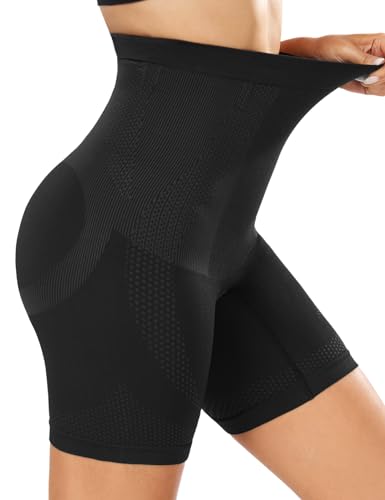 Vijamiy Bauchweg Unterhose Damen Hohe Taille Shapewear Leggings Nahtlose Miederhose mit Anti-Rutsch Bund,Bequem Atmungsaktiv für Reibungsschutz (Schwarz,XL) von Vijamiy