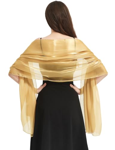 Vijamiy Damen Festlich Stola,Stola Für Abendkleid Farbenfrohe Funkeln Eleganz,Leichter,Schalverpackung Für Braut Brautjungfer Abendkleid Abschlussball(Gold) von Vijamiy