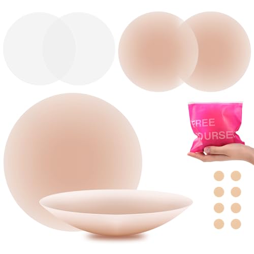 Vijamiy Nippelpads Silikon Nipple Cover Nippelabdeckung Unsichtbare Selbstklebende Nippelpads Wiederverwendbar mit Brustwarzenschutz für Hochzeitskleid Kleid(2 Paar Kaffee,Einheitsgröße) von Vijamiy