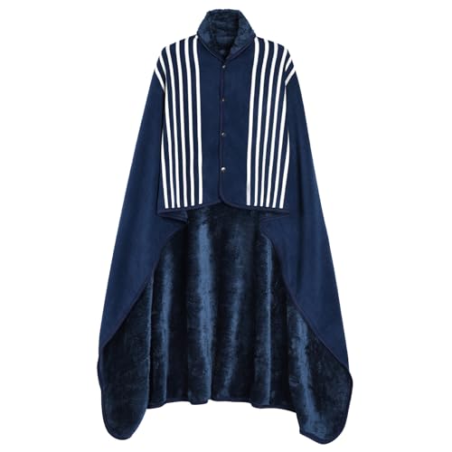 Vijamiy Poncho Damen Winter Wärme, Fleece Poncho Thermo-Strickjacke Cape,Mit Metallschließe Flanell Rollstuhldecke Warmhalten Decke Damen im Winter(Marineblau,L) von Vijamiy