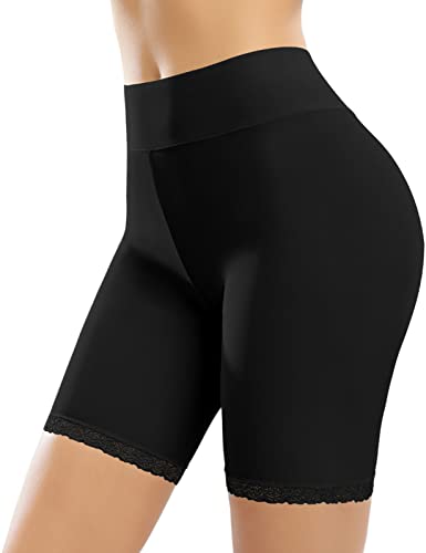 Vijamiy Radlerhose Damen Kurz Anti Chafing Nahtlose Unterhose High Waist Panties Shorts aus Spitze für Unter Röcken und Kleidern(Schwarz,M) von Vijamiy