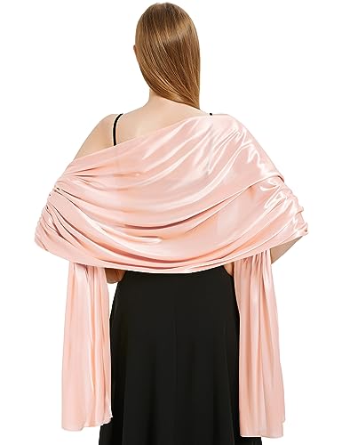 Vijamiy Satin Chiffon Stola Damen Festlich,Stola Für Abendkleid Farbenfrohe Eleganz Weicher Schultertuch Für Brautkleider、Party、Hochzeit、Geschenk(Fleischrosa) von Vijamiy