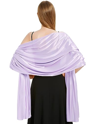 Vijamiy Satin Chiffon Stola Damen Festlich,Stola Für Abendkleid Farbenfrohe Eleganz Weicher Schultertuch Für Brautkleider、Party、Hochzeit、Geschenk(Hellviolett) von Vijamiy