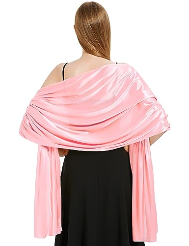 Vijamiy Satin Chiffon Stola Damen Festlich,Stola Für Abendkleid Farbenfrohe Eleganz Weicher Schultertuch Für Brautkleider、Party、Hochzeit、Geschenk(Rosa) von Vijamiy