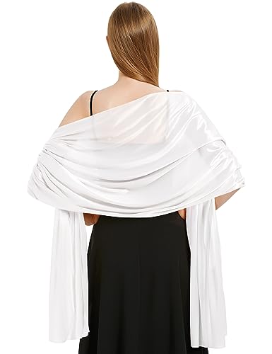 Vijamiy Satin Chiffon Stola Damen Festlich,Stola Für Abendkleid Farbenfrohe Eleganz Weicher Schultertuch Für Brautkleider、Party、Hochzeit、Geschenk(Weiß) von Vijamiy