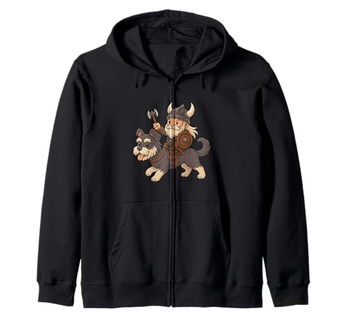 Wikinger Reiten Miniatur Schnauzer Jungen Mädchen Männer Frauen Kinder Kapuzenjacke von Viking And Dog Miniature Schnauzer Rainbow Shop