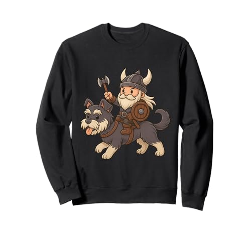 Wikinger Reiten Miniatur Schnauzer Jungen Mädchen Männer Frauen Kinder Sweatshirt von Viking And Dog Miniature Schnauzer Rainbow Shop