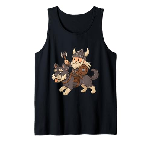 Wikinger Reiten Miniatur Schnauzer Jungen Mädchen Männer Frauen Kinder Tank Top von Viking And Dog Miniature Schnauzer Rainbow Shop
