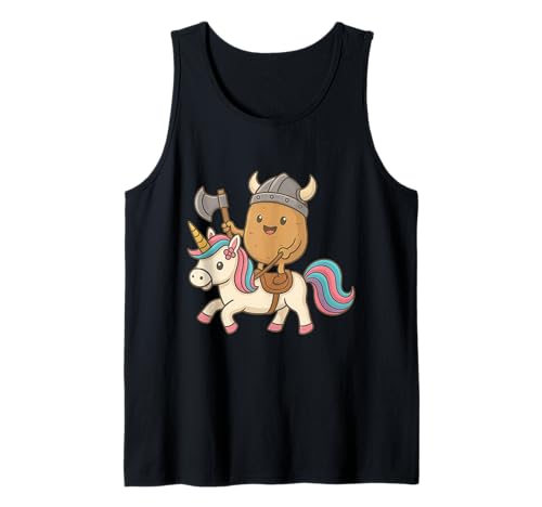 Viking Baked Potato Riding A Unicorn Jungen Mädchen Herren Damen Tank Top von Viking Baked Potato Riding A Unicorn Rainbow Shop